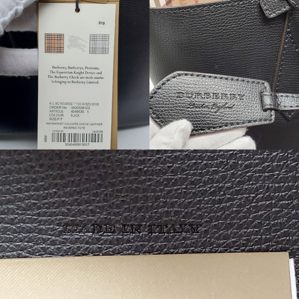 💯 Auth Burberry Reversible Black & Beige Tote Bag - Picture 7 of 8